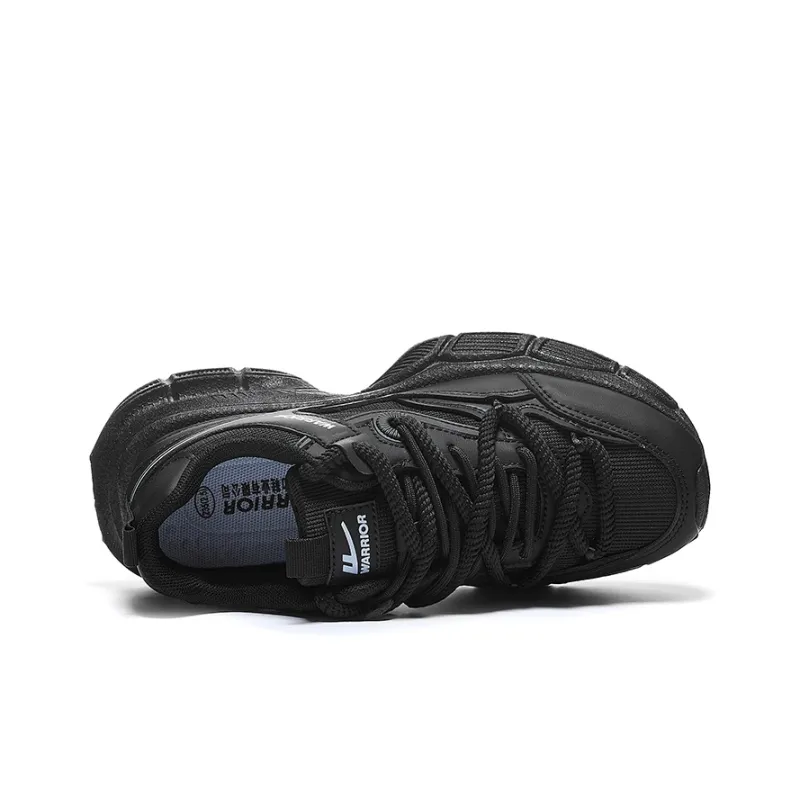 WARRIOR Chunky Sneakers Women's Low Top Black Gray-3