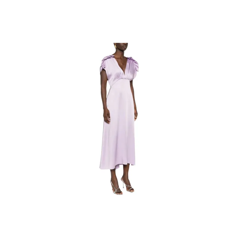 Victoria Beckham Plunging V Neck Satin Midi Dress-3