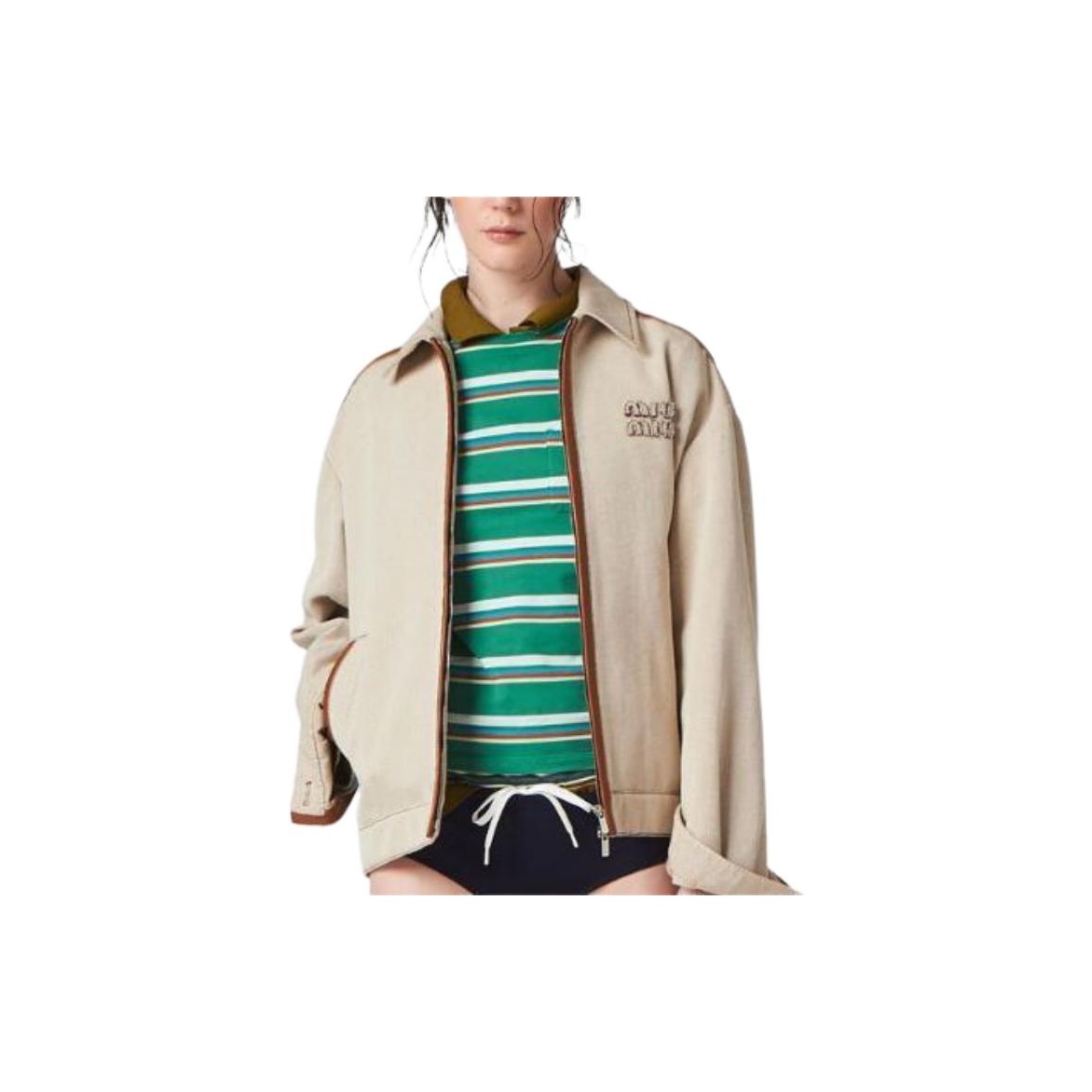 MIU MIU SS24 Drop Shoulder Sleeve T Shirt Women's Green - POIZON