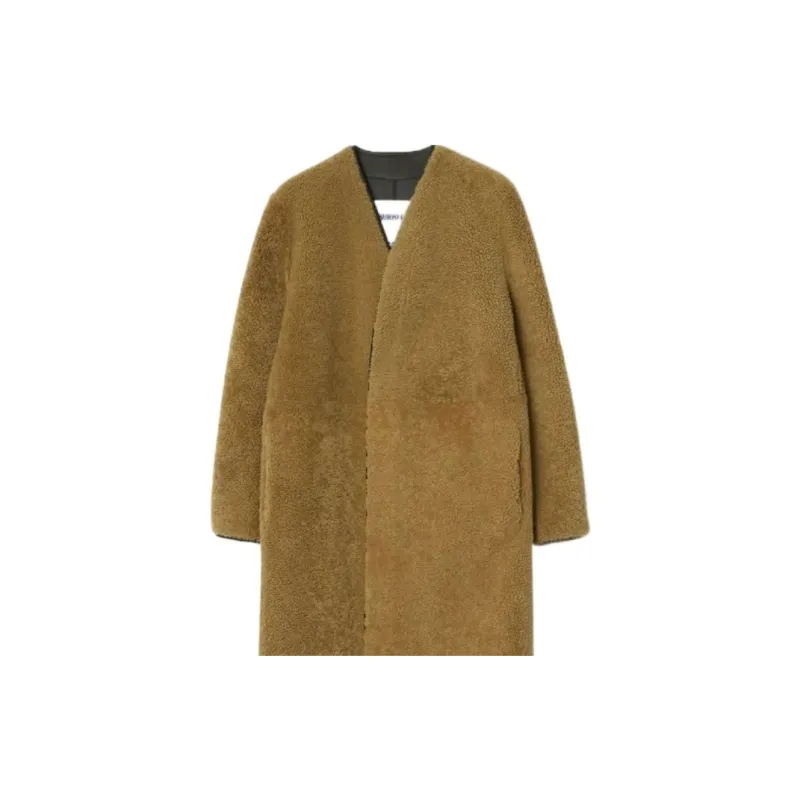 Burberry Collarless Shearling Maxi Coat-1