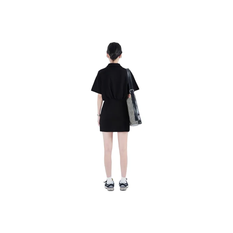 Gui'er Short-Sleeved Dresses Women's Black-2