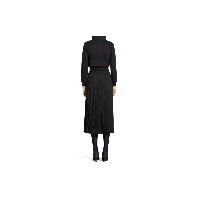 Balenciaga Elastic Skirt In Black Casual Long Skirt Regular Fit Women's Black-3