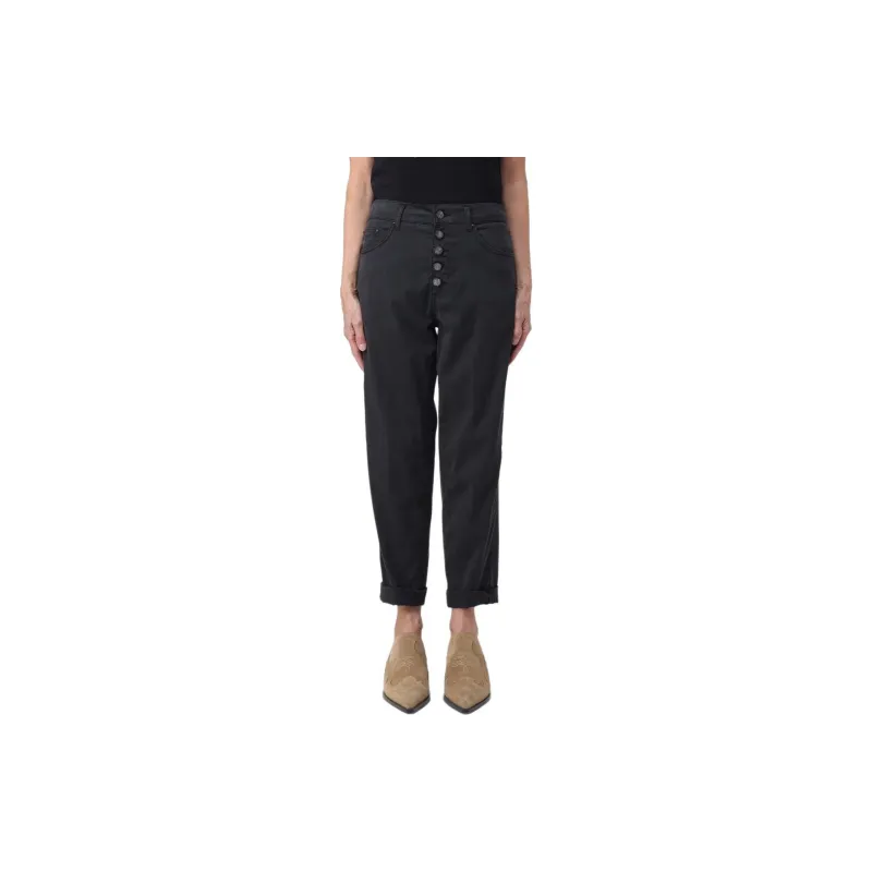 Dondup Logo Patch Cropped Straight Leg Jeans-1