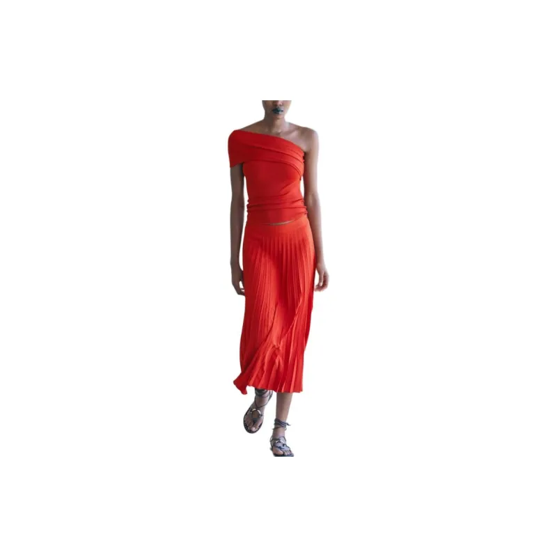 ZARA Tank Tops Women's Red-2