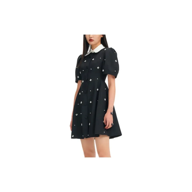 MING MA Short Sleeved Dresses Women's Black-3