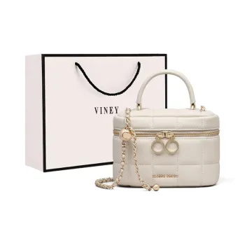VINEY Cow Leather Handbag Crossbody Bag Box Bag Regular Women's Ecru