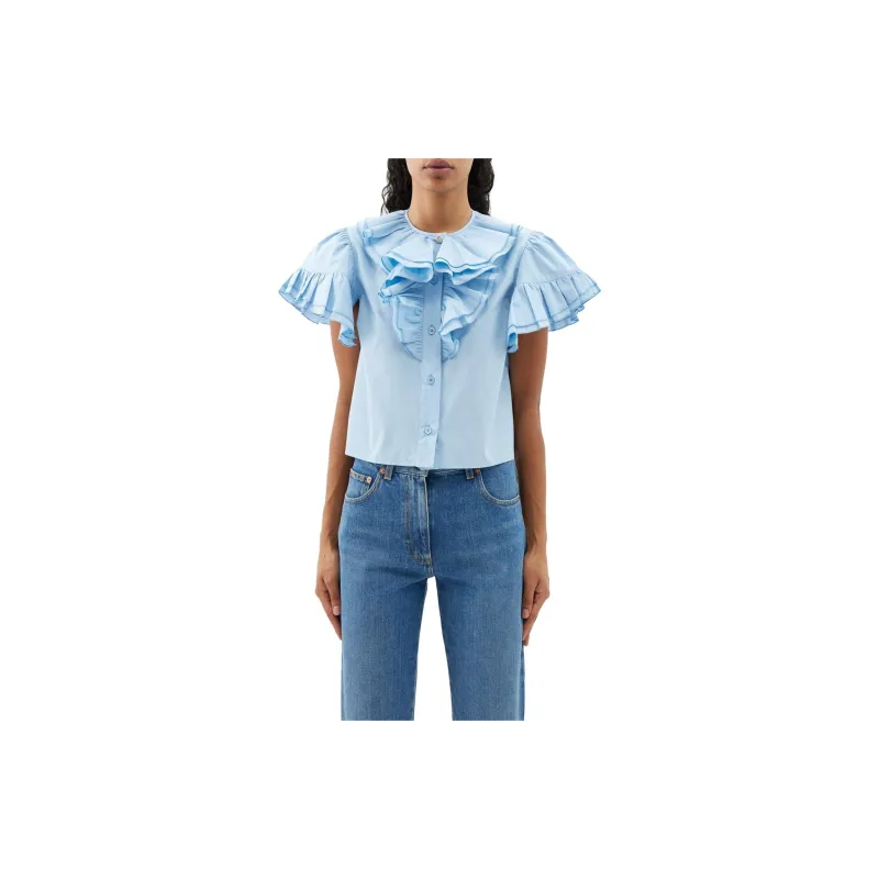 GUCCI Ruffled Short-Sleeved Blouse-1