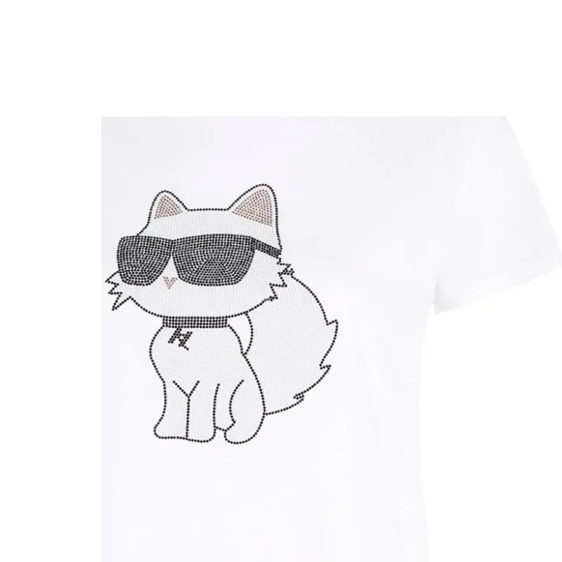 KARL LAGERFELD / Karl Lagerfeld Jeans Ikonik 2.0 Choupette Embellished Crewneck T-Shirt-5