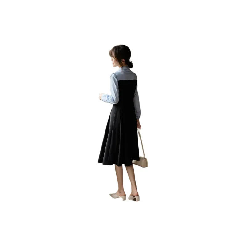 XWI Long Sleeved Dresses Women's Blue Black-2