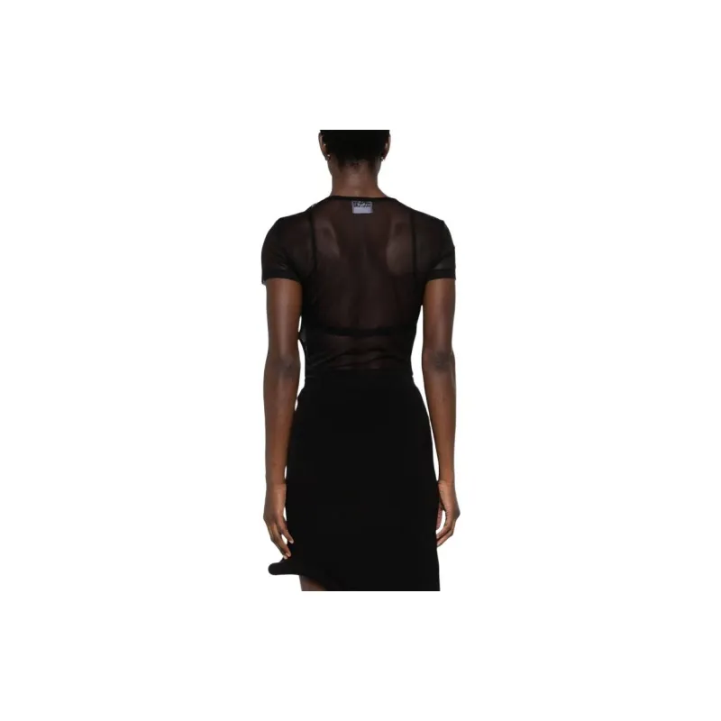 VERSACE JEANS Logo patch Mesh Top-2