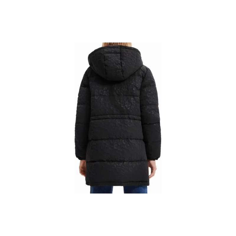 Desigual Padded Animal Print Coat Jackets & Coats Women's Black-3