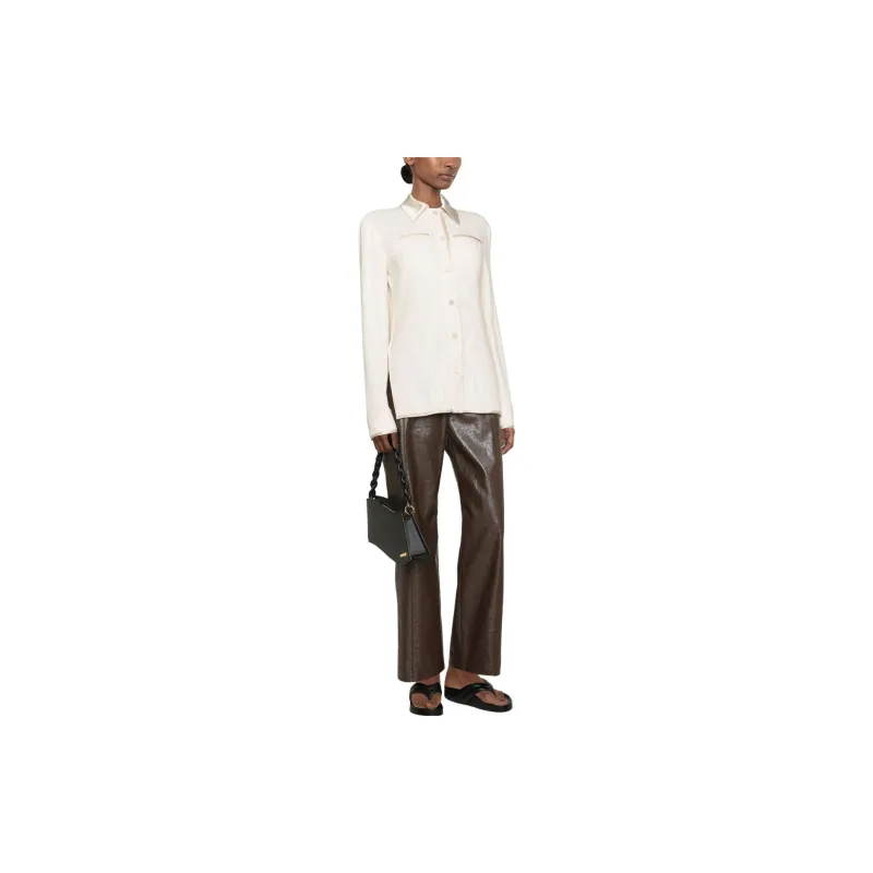 NANUSHKA Satin collar Long sleeved Shirt-1