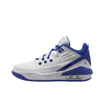 Jordan Max Aura 5 Cushioning Wear-Resistant Low-Top Children's Basketball Shoes White Blue Teenagers