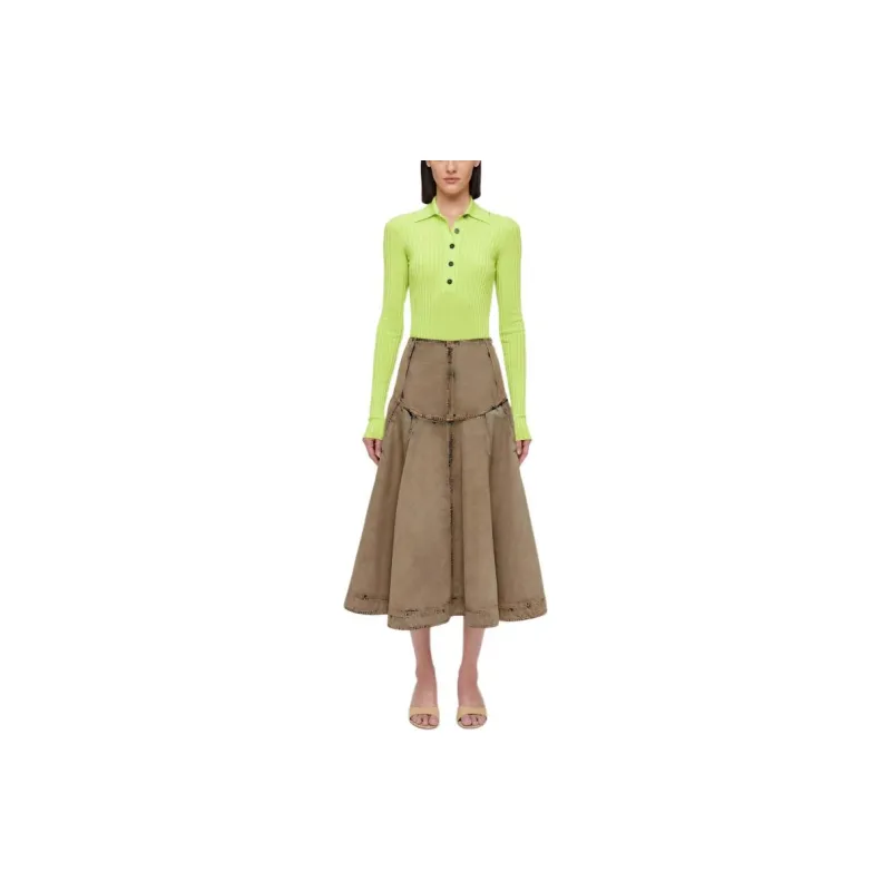 Ferragamo Bleach-wash Denim Midi Skirt-1