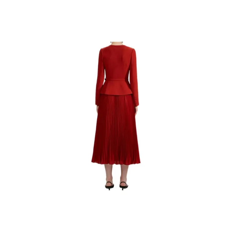 Self-portrait Long-Sleeved Dresses Women's Burgundy-3