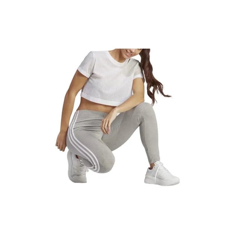 Adidas Women's Essentials 3 Stripes High Waisted Single Jersey Leggings Medium Grey Heather/White-2