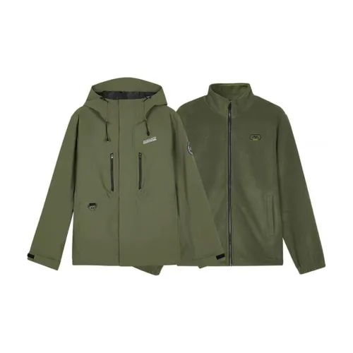Skechers Hiking Waterproof And Windproof To Keep Warm Windbreaker Jacket Men's Khaki Green