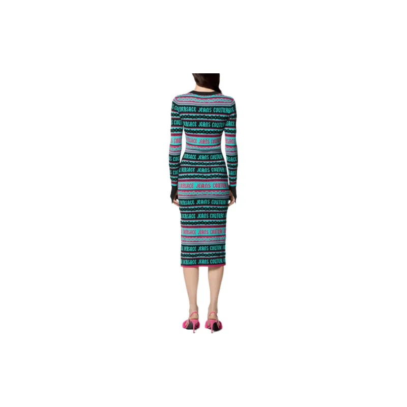 VERSACE Long Sleeved Dress Women's Green-2