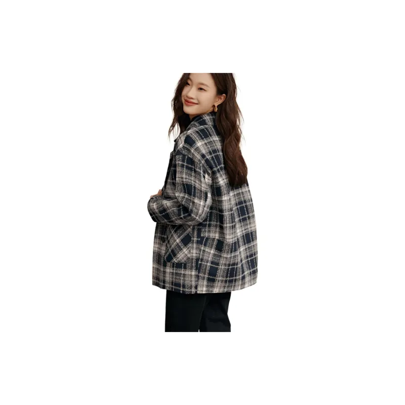 Mo Han Yi Mei Business Suit Women's Navy Blue Plaid-2
