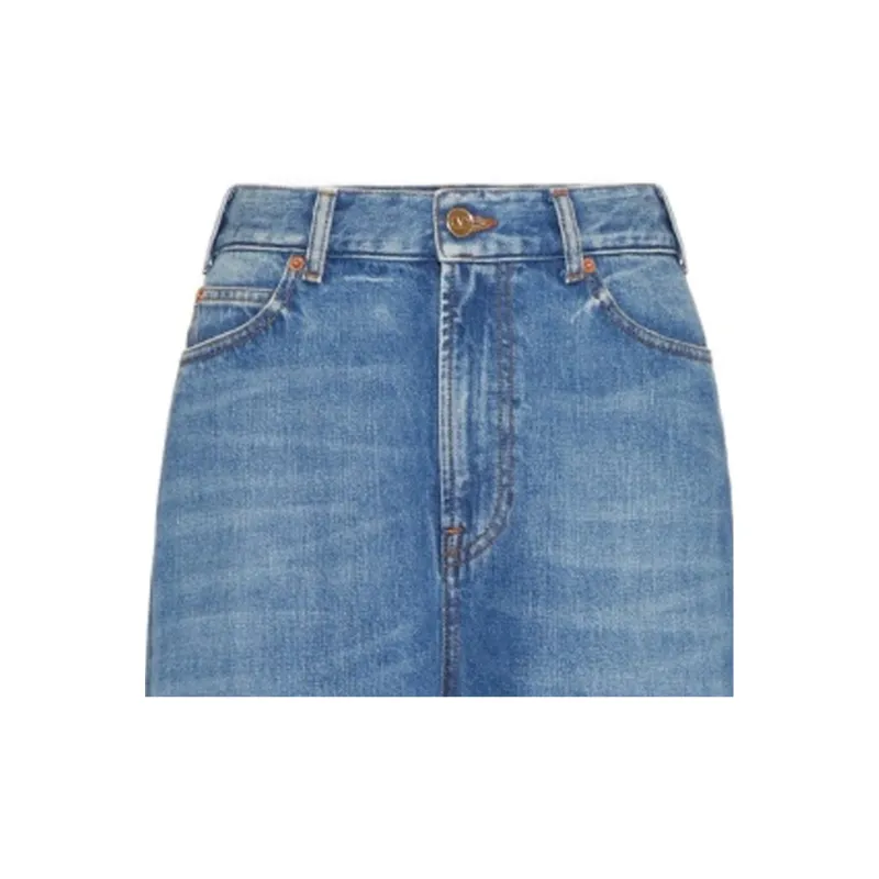 Valentino Logo Patch Wide Leg Jeans-5