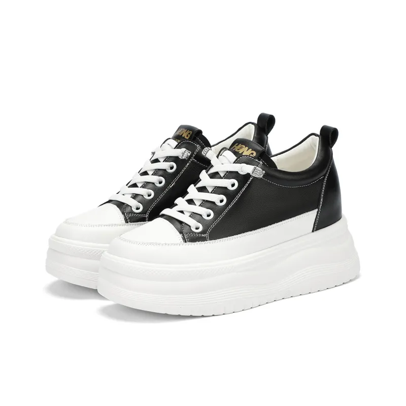 RED DRAGONFLY Small White Shoes Lightweight Height Increasing Low Top Casual Shoes Women's Black Beige-2