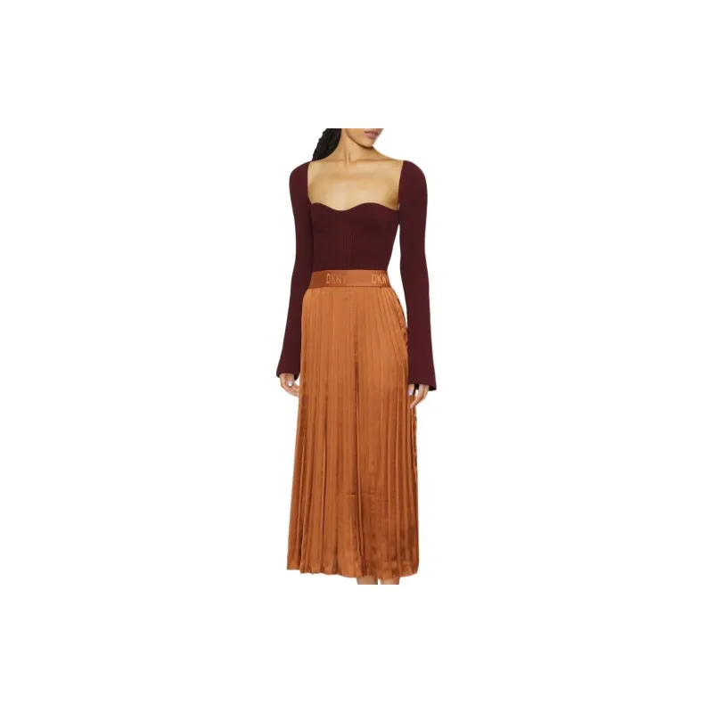 DKNY SS22 Mid Length Skirt Light Brown-1