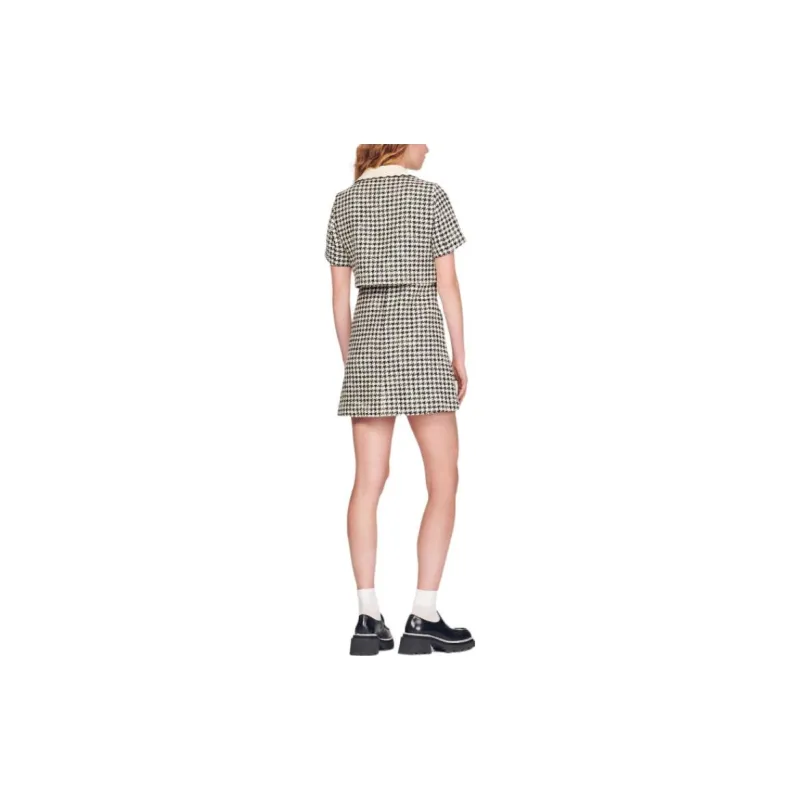 Sandro Short-Sleeved Dresses Women's Black & White-2