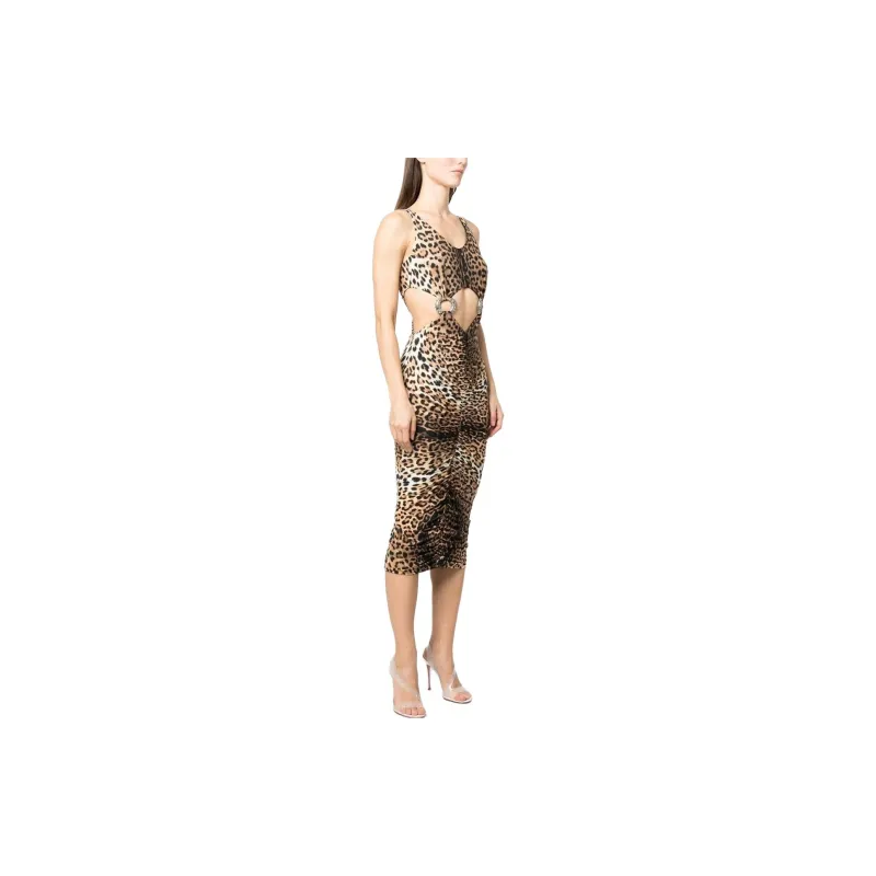 Roberto Cavalli Leopard print Cut out Midi Dress-4