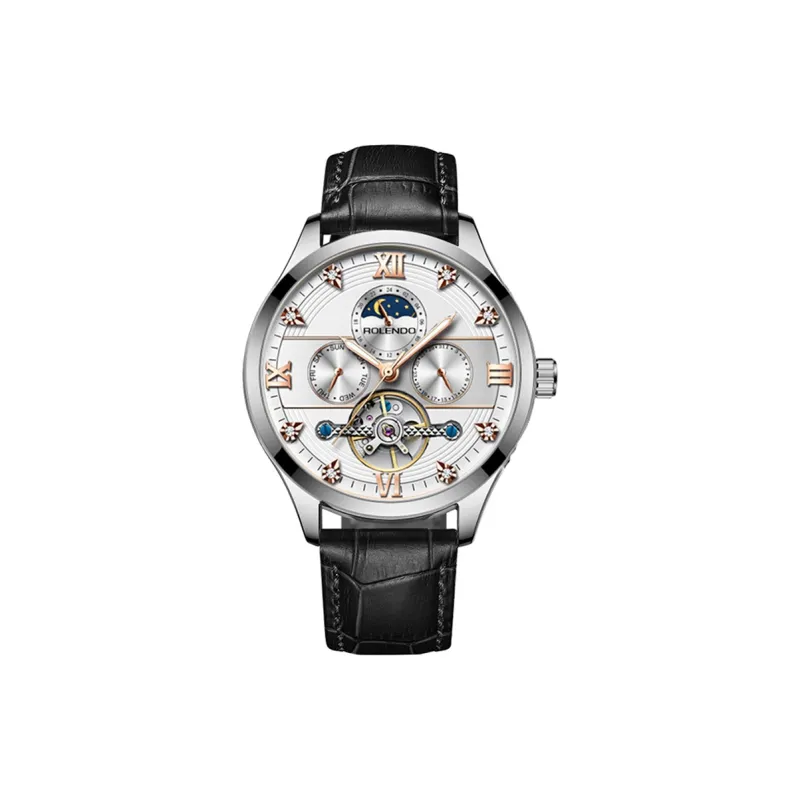 ROLENDO R Automatic Mechanical Movement Stainless Steel Watchband Watch Men's Watches White Dial-36