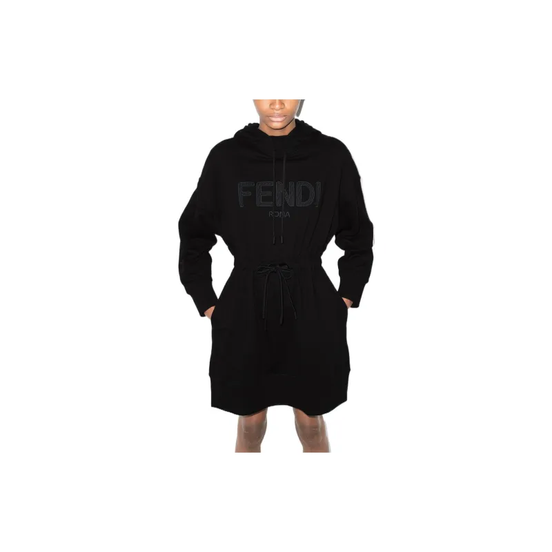 FENDI SS22 Long Sleeved Dress Women's Black-2