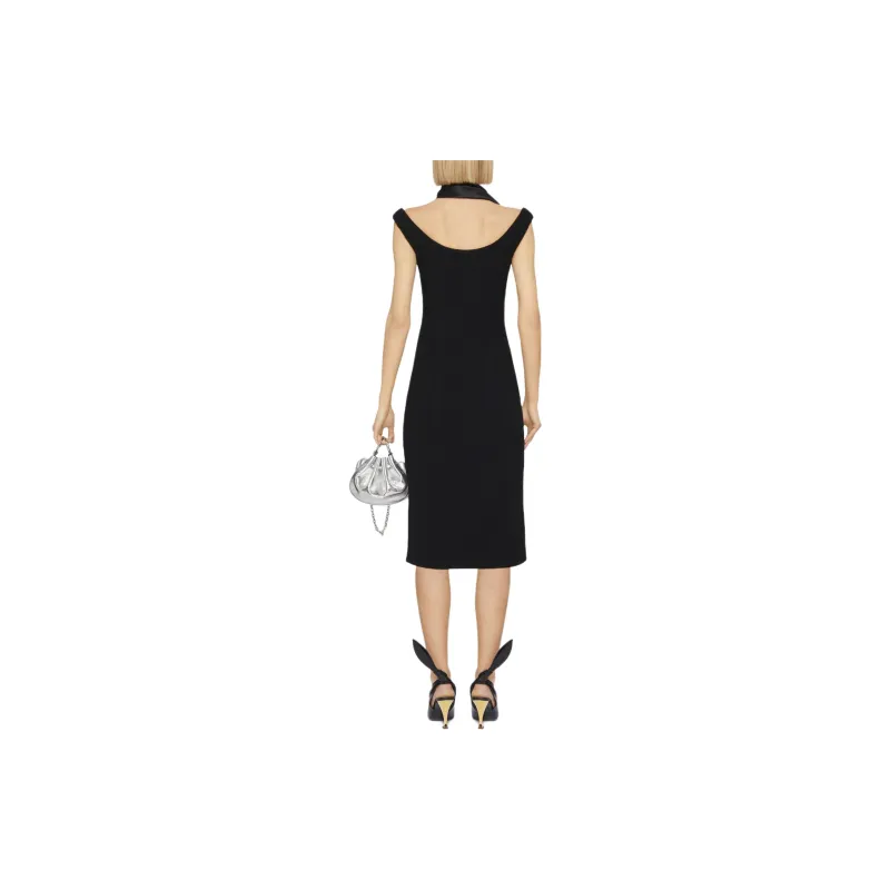 Givenchy Swallow Collar Side Slit Midi Dress-2