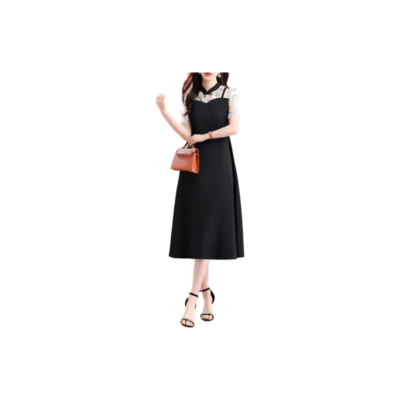 ETSE Short Sleeved Dresses Women's Black-3