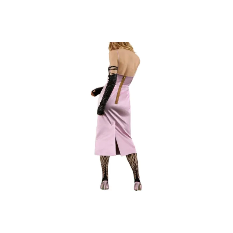 GUCCI Silk Duchesse Midi Sleeveless Dress Pink-2
