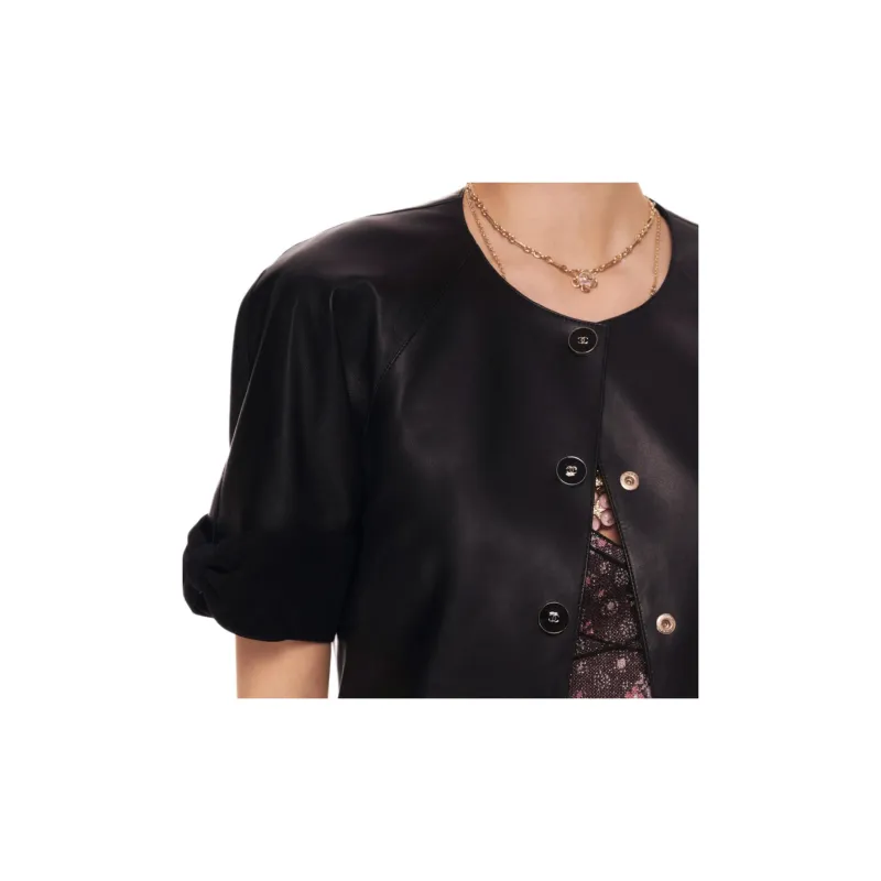 CHANEL 24 New Fall And Winter Arrivals Leather Jacket Women's Black-1