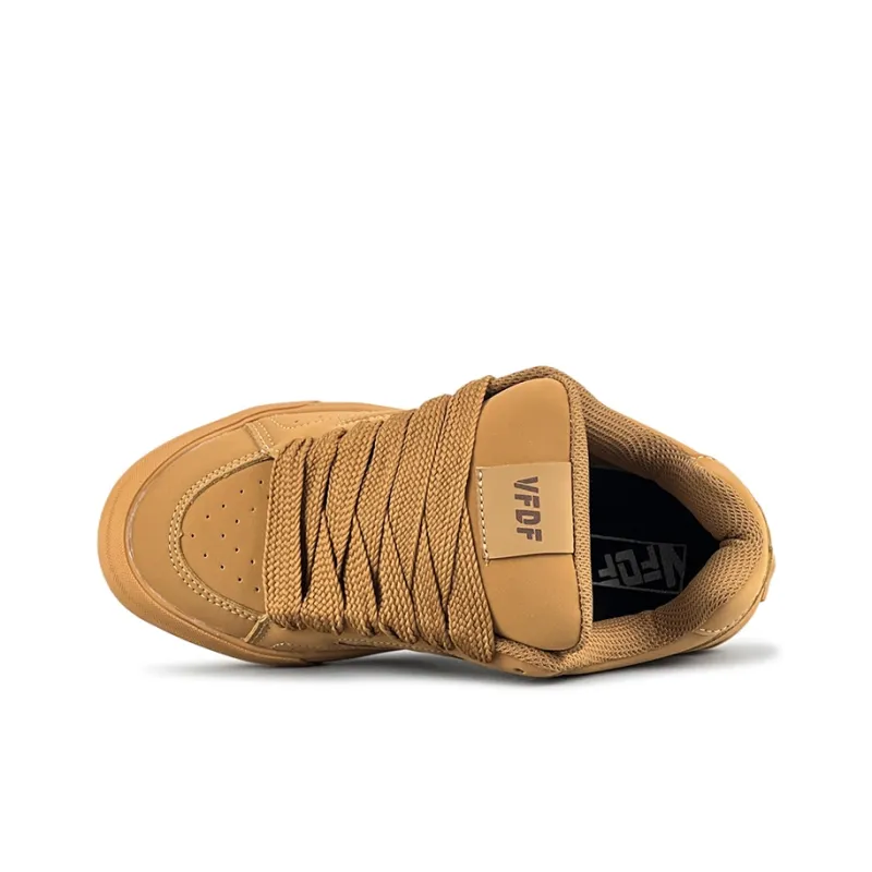 VFDF Puffy Shoes Wear Resistant Slip Resistant Low Top Skateboard Shoes Unisex Wheat-3