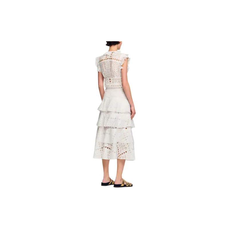 Sandro Casual Long Skirts Women's White-3