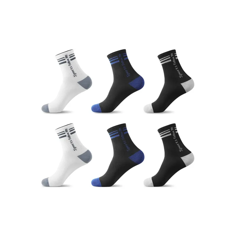 H YXIANG Mid Calf Socks Men's 6 Pack-6