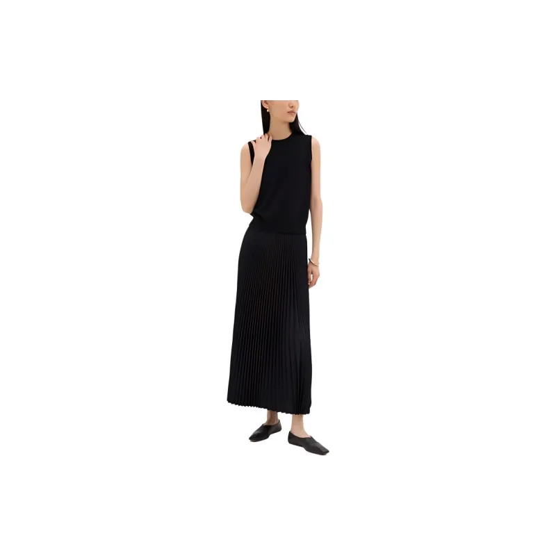THEORY Pleated Poplin Midi Skirt-1