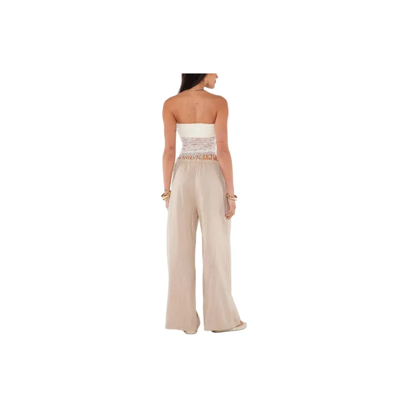 PRINCESS POLLY OGILVIE LINEN BLEND PANTS Casual Pants Women's BEIGE/Beige-1