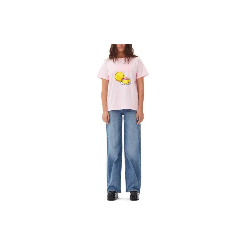 GANNI Graphic Printed Crewneck T Shirt-1