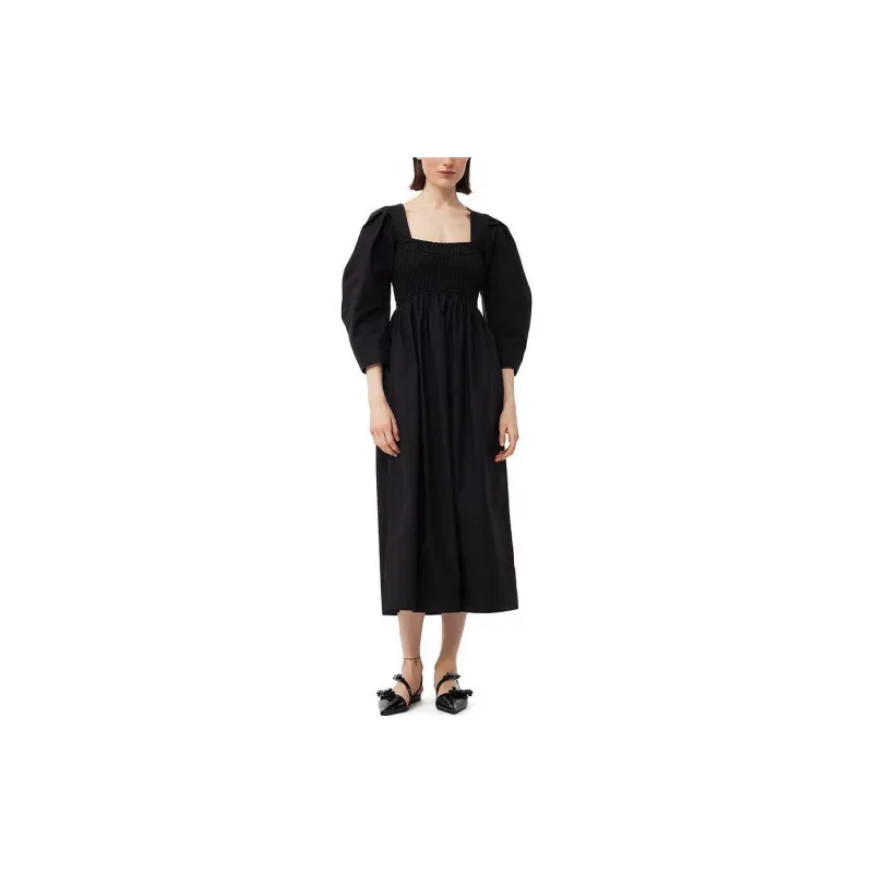 GANNI Poplin Organic Cotton Midi Dress-1