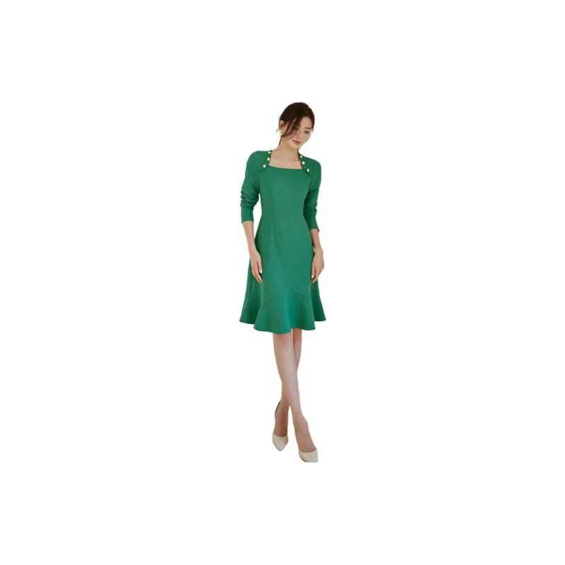 ROEYSHOUSE Long Sleeved Dresses Women's Green-2