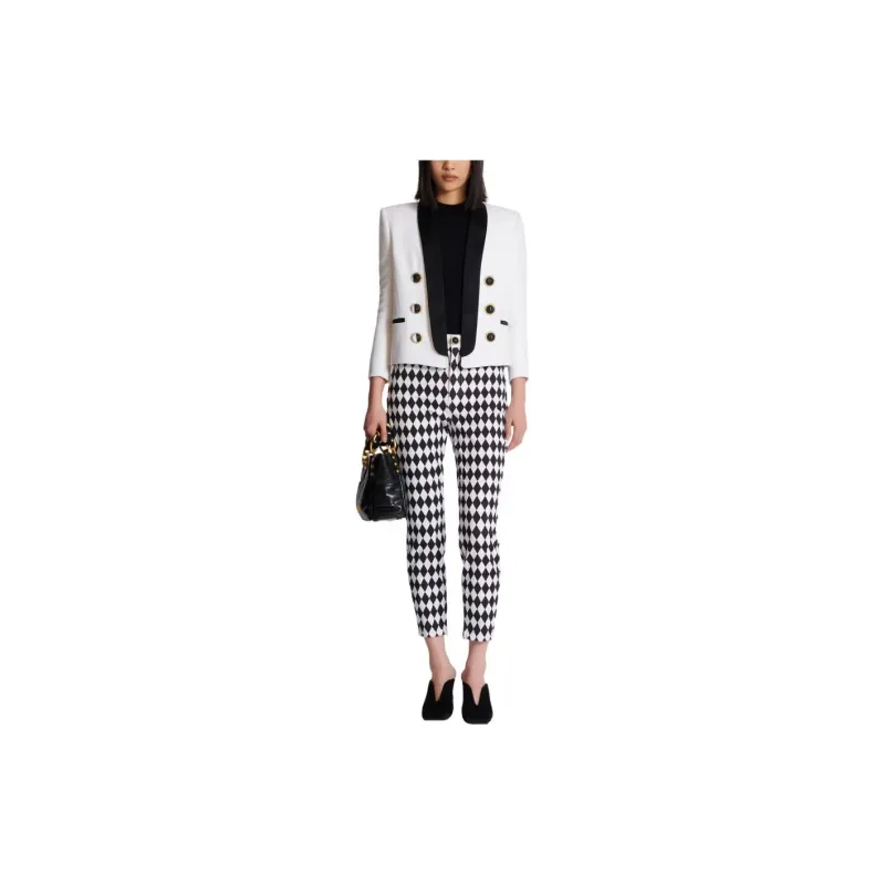 BALMAIN Logo Plaque Short Sleeved Ribbed Knit Top-2