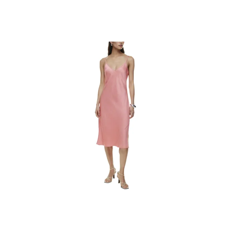 ARITZIA Wilfred Only Slip Satin Midi Dress Slip Dresses Women's Petunia Pink/Dwarf Petunia Pink-2