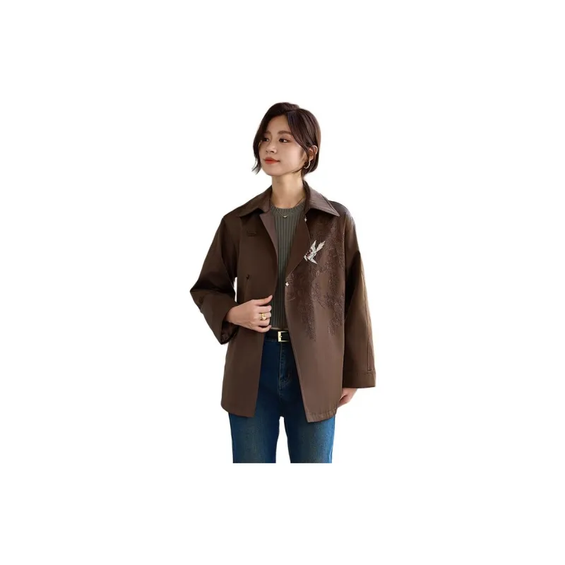 Yi Mengyuan Cropped Trench Coat Women's-3