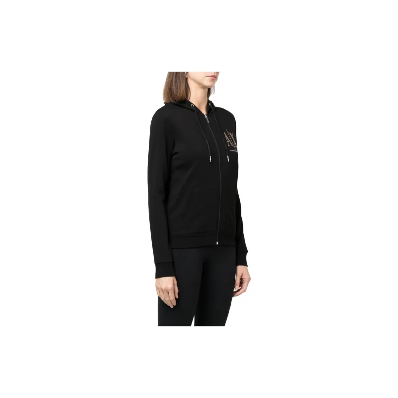 ARMANI EXCHANGE Rhinestone logo Zip up Hoodie-3