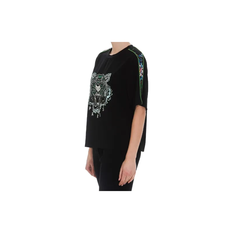 KENZO Classic Tiger Head T Shirts Women's Black-3