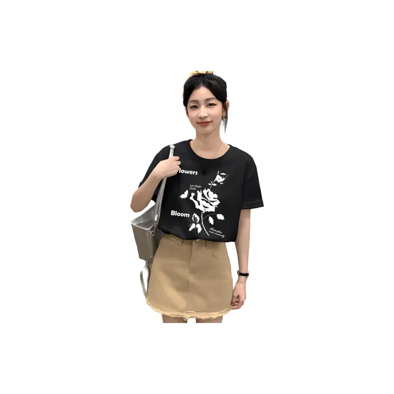 Tonlion T Shirts Women's Black-4