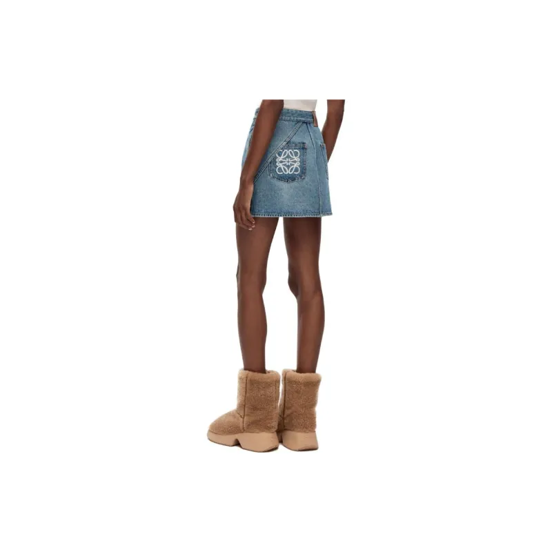 LOEWE Anagram Mini Skirt 'Mid Blue'-2