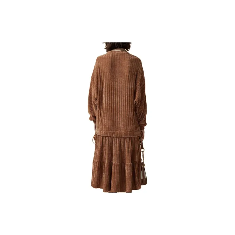 DKNY Long Sleeved Dress Women's Camel-2